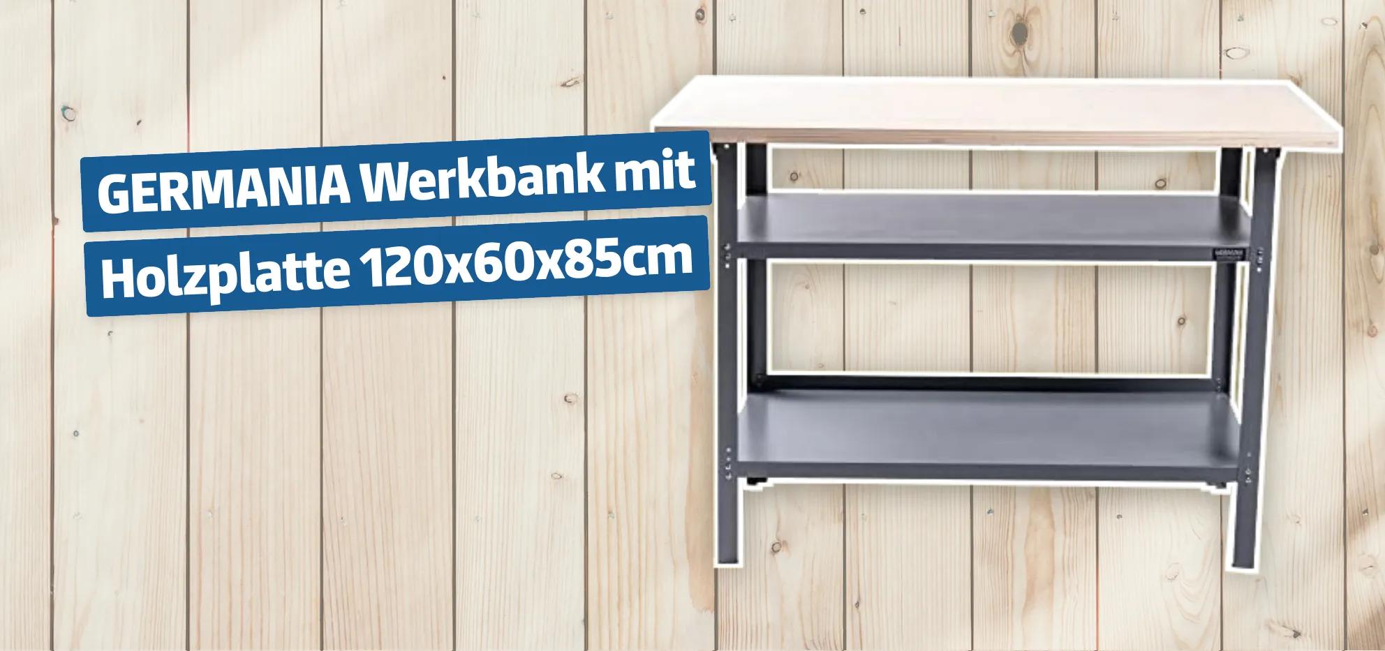 GERMANIA Werkbank mit Holzplatte 120x60x85cm